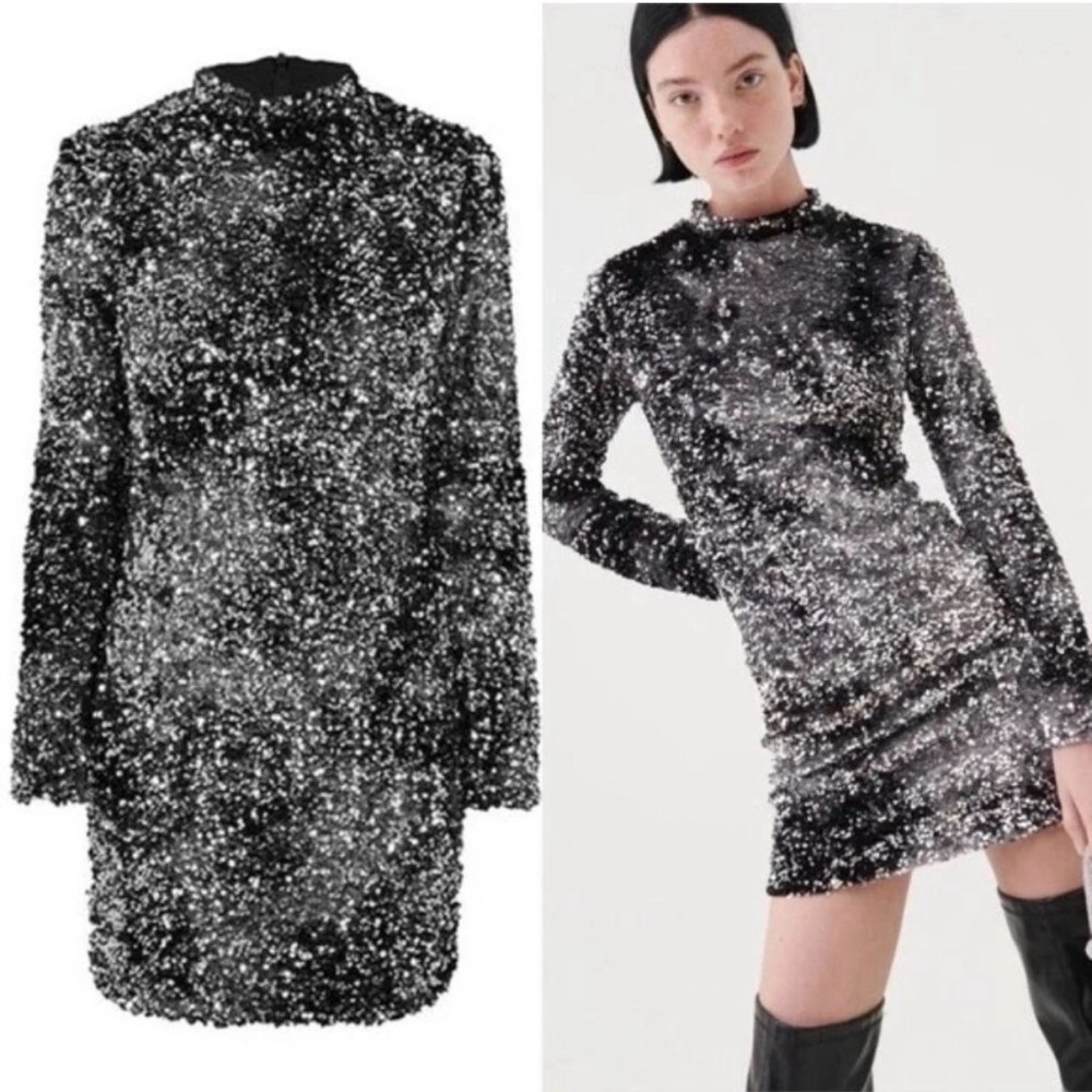 Marella “Nover” Sequin Velvet-Jersey Mini Dress – Size M (NWT)